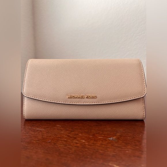 MICHAEL Michael Kors Handbags - MICHAEL Michael Kors Bisque Saffiano Leather Tri-Fold Wallet